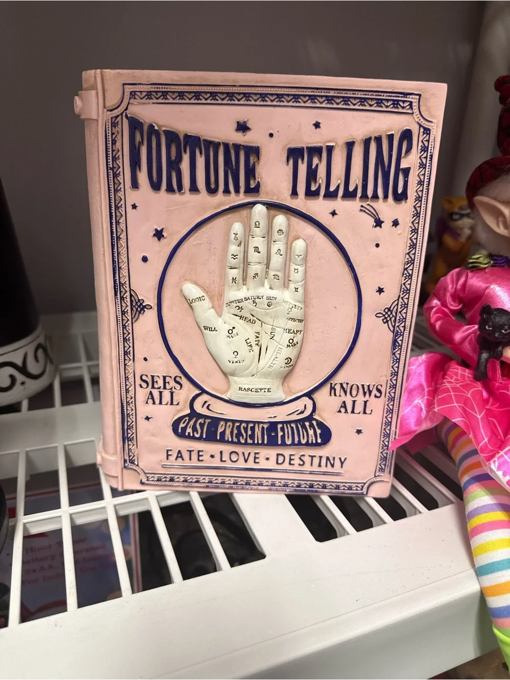 Pink Fortune Telling Decorative Book Box with Navy Details